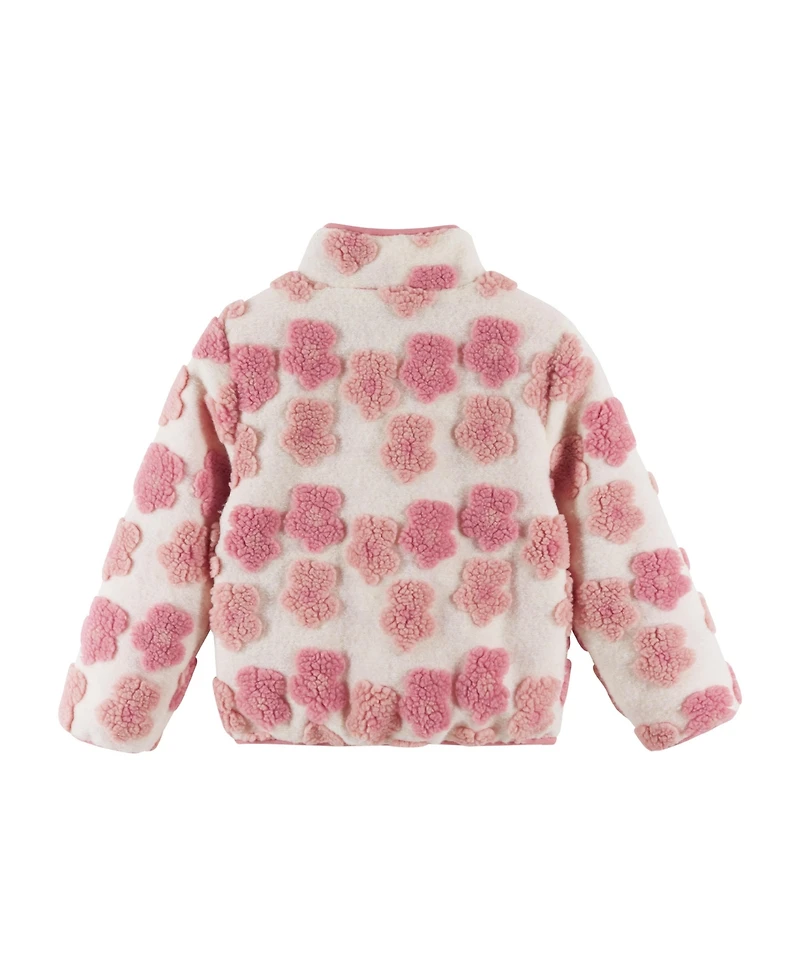 Andy & Evan Toddler/Child Girls Floral Applique Faux Shearling Jacket