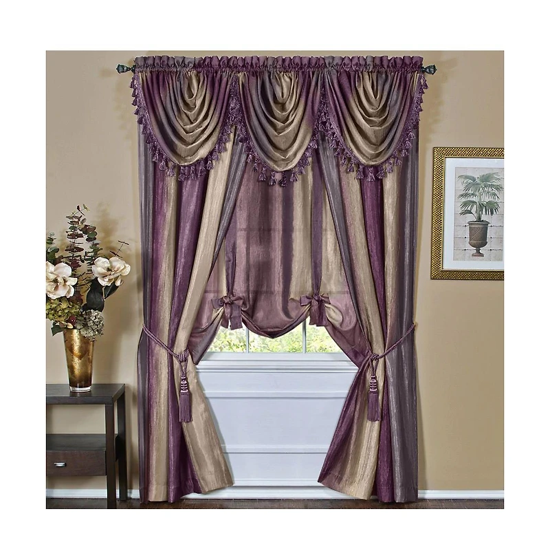 GoodGram Royal Ombre Crushed Semi Sheer 84 in. Long Curtain Panel Pair - 50 W x L, Autumn