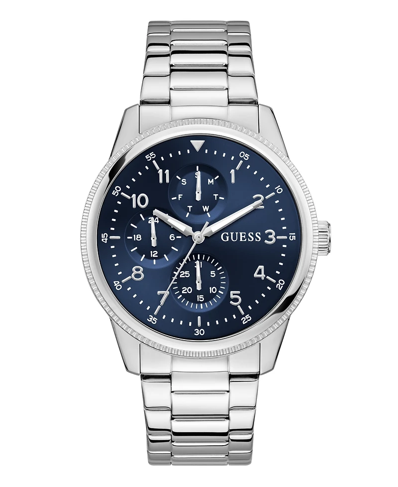 Guess Men's Silver Tone Multi-function Watch, 44mm