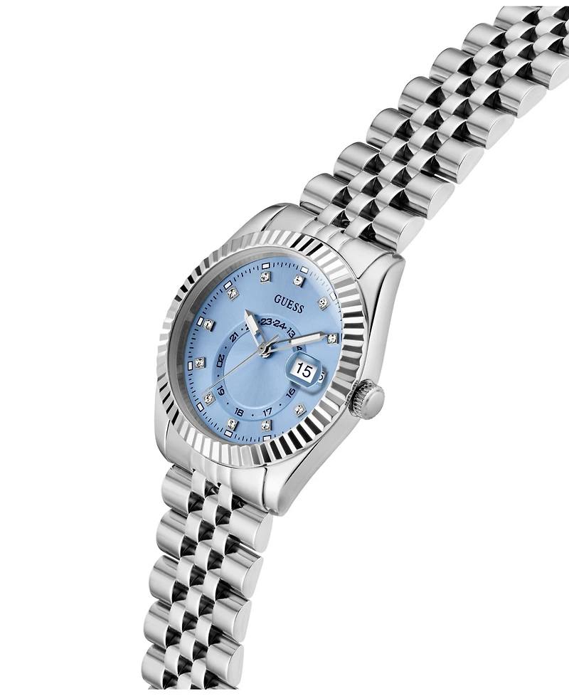 Guess Women's Silver Tone Multi-function Date Watch, 34mm