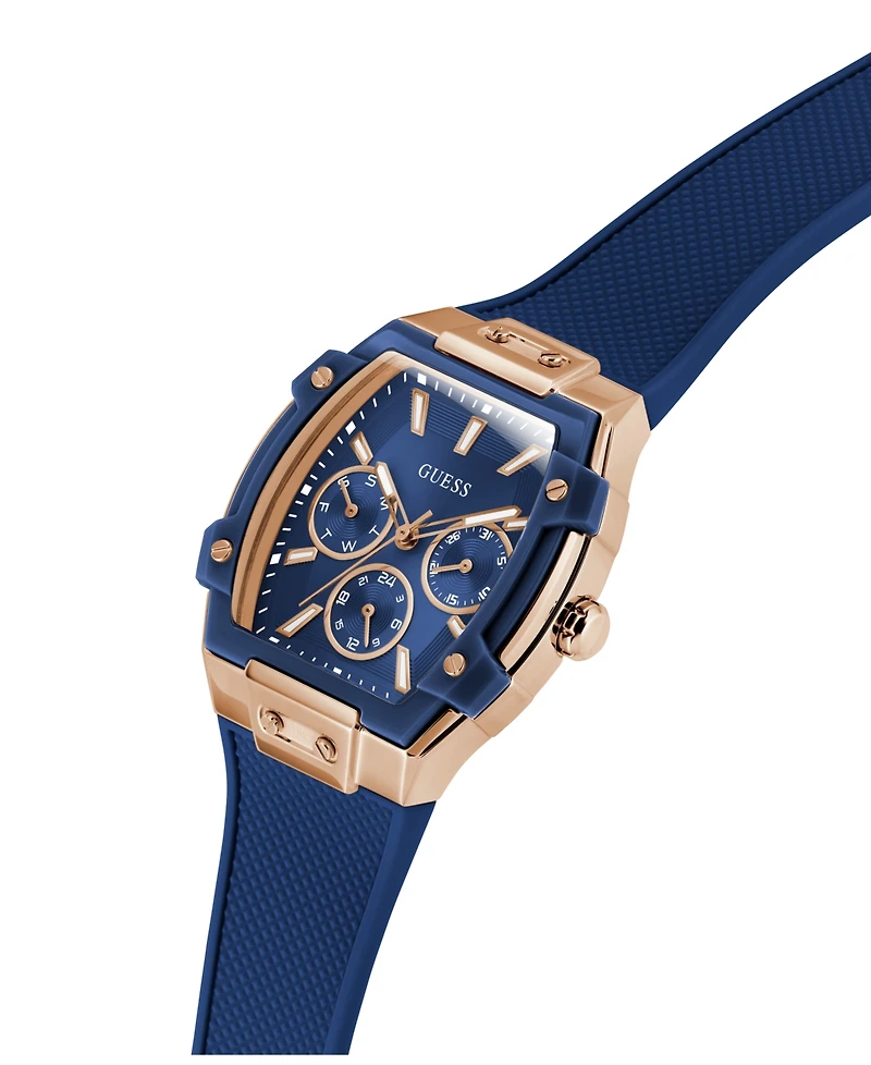 Guess Women's Blue Rose Gold Tone Multi-function Watch, 35mm
