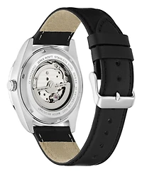 Guess Men's Black Silver Tone Automatic Watch, 42mm