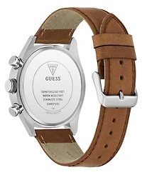 Guess Men's Brown Silver Tone Multi-function Watch, 44mm