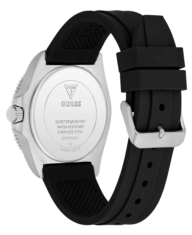Guess Men's Black Silver Tone Analog Watch, 41mm