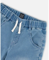 Deux par Toddler Boys French Terry Jogger Pants Light Blue Denim - Toddler|Child