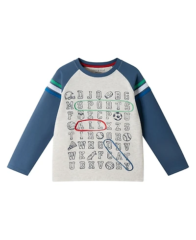 Andy & Evan Toddler Boys Toddler/Child Long Sleeve Raglan Color Blocked Alphabet Tee