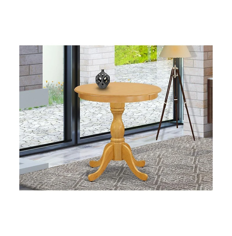 East West Furniture 3-Pc Kitchen Dining Set - 2 Padded Parson Chairs and 1 Dining Table (Oak Finish)