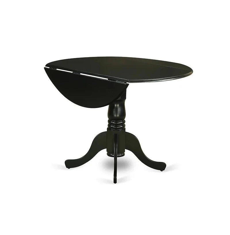 East West Furniture 5-Pc Dining Room Set - 4 dining room chairs and 1 Drops Leaf Kitchen Table - Black Finish