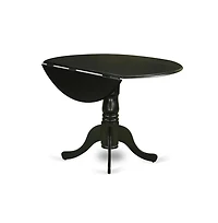 East West Furniture 5-Pc Dining Room Set - 4 dining room chairs and 1 Drops Leaf Kitchen Table - Black Finish