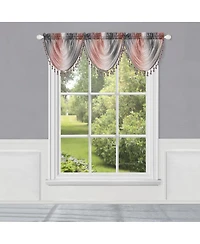 Kate Aurora 1 Piece Crushed Faux Satin Silver & Blush Rose Pink Ombre Window Waterfall Tasseled Valance