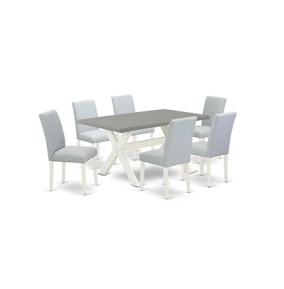 East West Furniture 7-Piece Dining Room Table Set Includes 6 Kitchen Chairs with Upholstered Seat and High Back and a Rectangular Kitchen Dining Table
