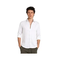 Campus Sutra Men's Chalk White Abstract-Textured Shirt