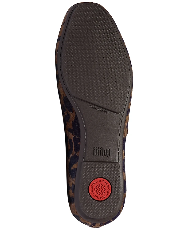 FitFlop Women's Delicato Leopard Suede Mary Jane Flats