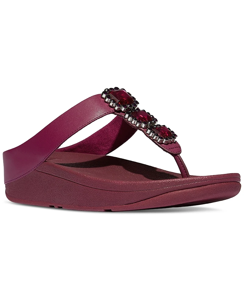 FitFlop Women's Fino Crystal-Jewel Toe-Post Wedge Sandals