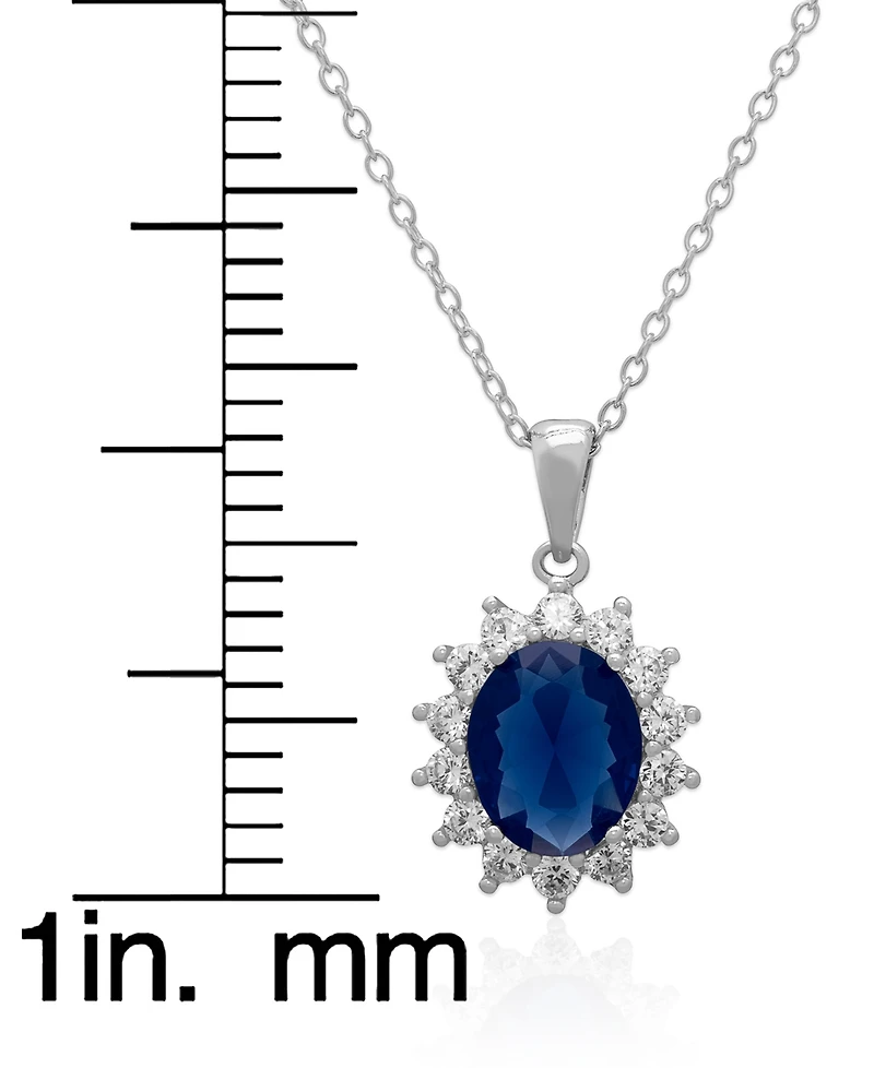 Macy's 2-Piece Set Lab Grown White Opal (1.50 ct. t.w.) and Sapphire (3-1/5 Lady Di Pendant Necklace with Matching Earrings Sterlin