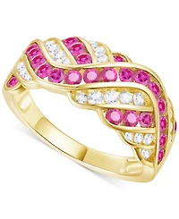 Created Sapphire, White Sapphire & Multi-Gemstone Ring Sterling Silver