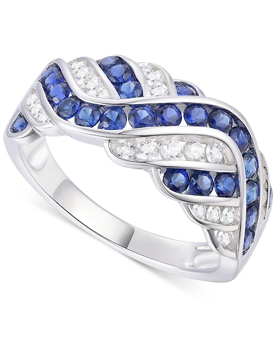 Created Sapphire, White Sapphire & Multi-Gemstone Ring Sterling Silver