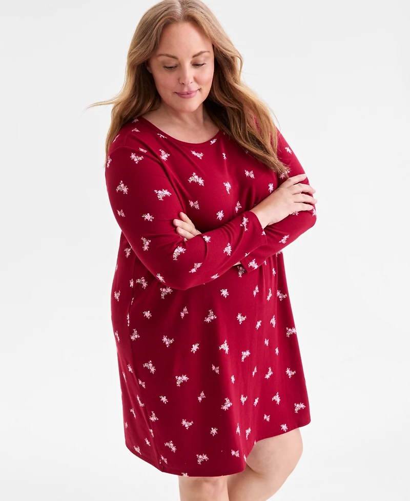 Charter Club Plus Soft Knit Printed Sleepshirt, Created for Macy's
