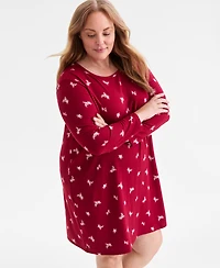 Charter Club Plus Soft Knit Printed Sleepshirt, Created for Macy's