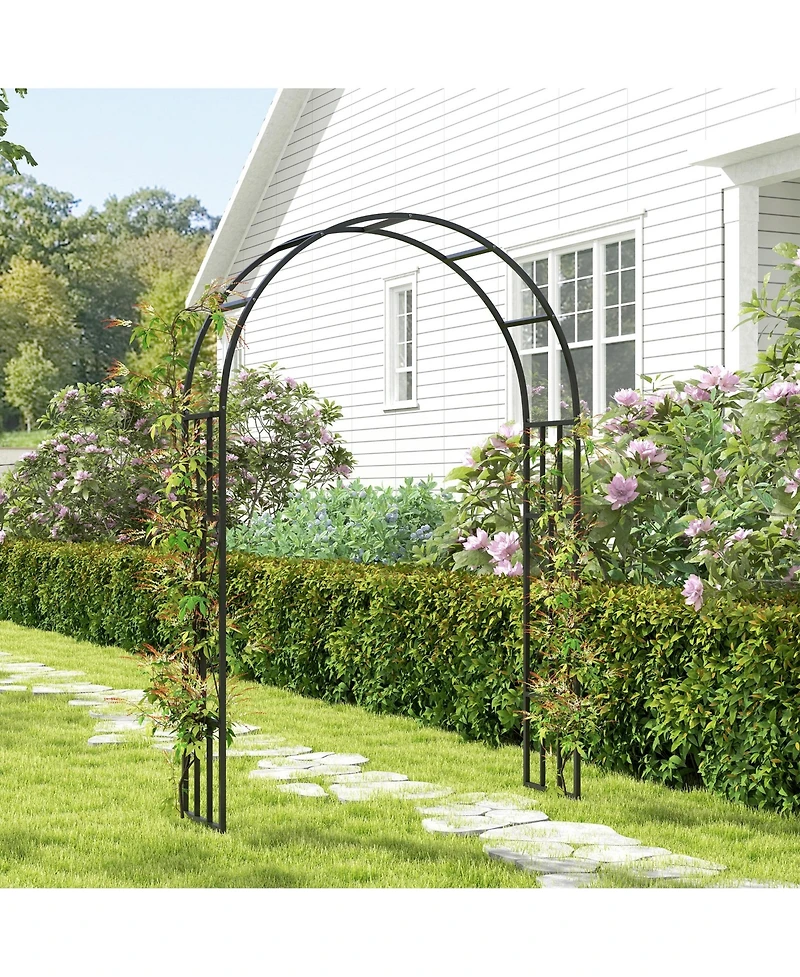 Outsunny 7.3ft Steel Garden Arch Trellis, Garden Arbor for Climbing Plants