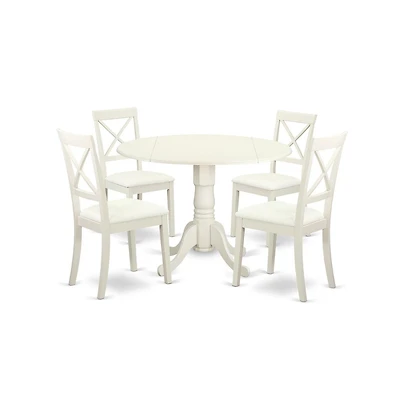 East West Furniture Dining Room Set Linen White