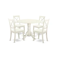 East West Furniture Dining Room Set Linen White
