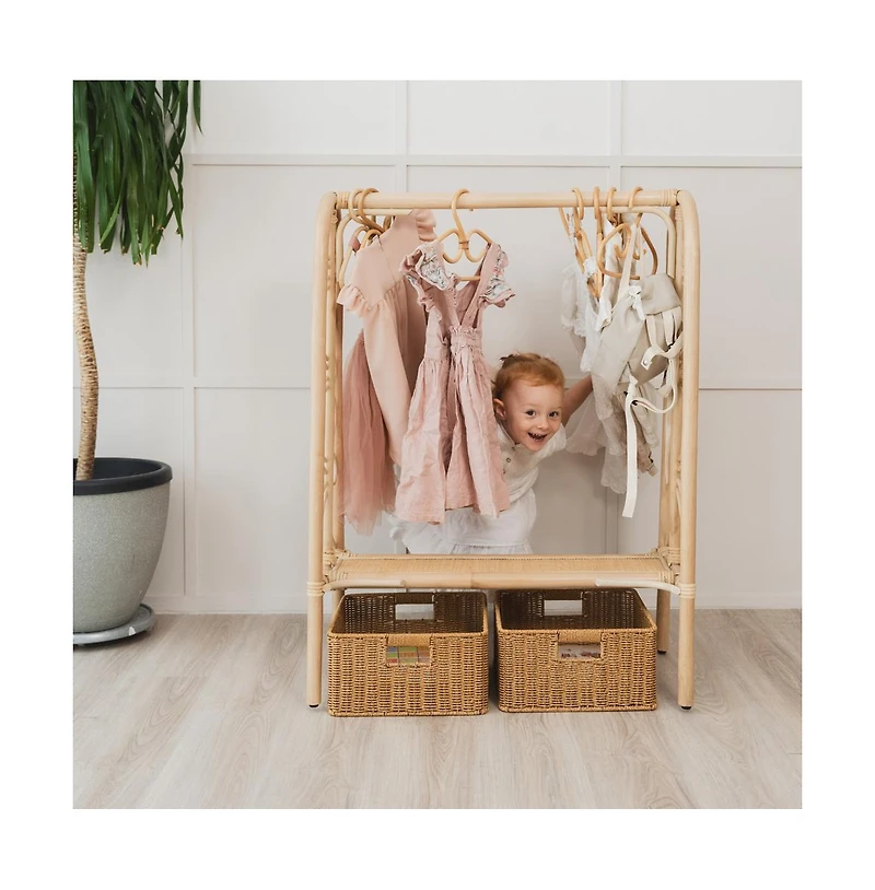 Momiji - Handcrafted Rattan Belle Montessori Kids Clothes Rack - Wicker