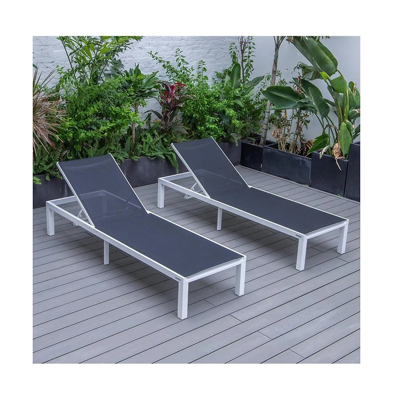 LeisureMod Marlin Patio Chaise Lounge Chair With Aluminum Frame
