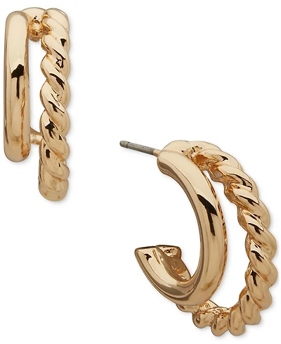 Anne Klein Gold-Tone Linked Two-Row Huggie Earrings