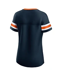 Fanatics Women's Navy Chicago Bears True Catch Iconic Rhinestone Bling Athena Lace-Up T-Shirt