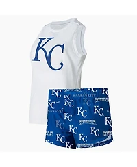 Concepts Sport Women's 2-Piece White/Royal Kansas City Royals Plus Tank Top and Shorts Sleep Set