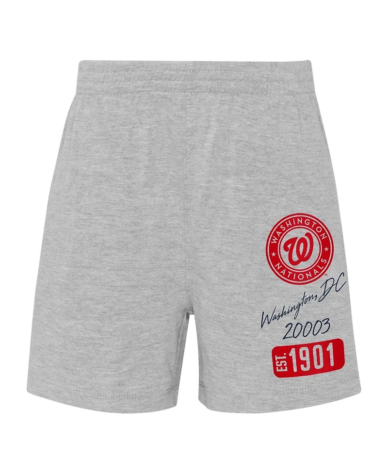 Outerstuff Baby Boys and Girls 2-Piece Navy/Heather Gray Washington Nationals Ground Out Baller Raglan T-Shirt Shorts Set