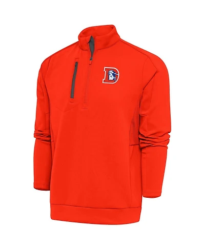 Antigua Men's Orange Denver Broncos Team Logo Throwback Generation Quarter-Zip Pullover Sweatshirt