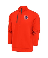 Antigua Men's Orange Denver Broncos Team Logo Throwback Generation Quarter-Zip Pullover Sweatshirt