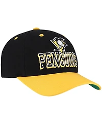 Mitchell & Ness Men's Black/Gold Pittsburgh Penguins Backside Script Two-Tone Pro Crown Adjustable Hat