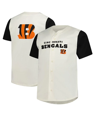 Fanatics Men's Cream Cincinnati Bengals Full-Button Short Sleeve T-Shirt
