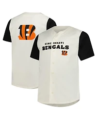 Fanatics Men's Cream Cincinnati Bengals Full-Button Short Sleeve T-Shirt