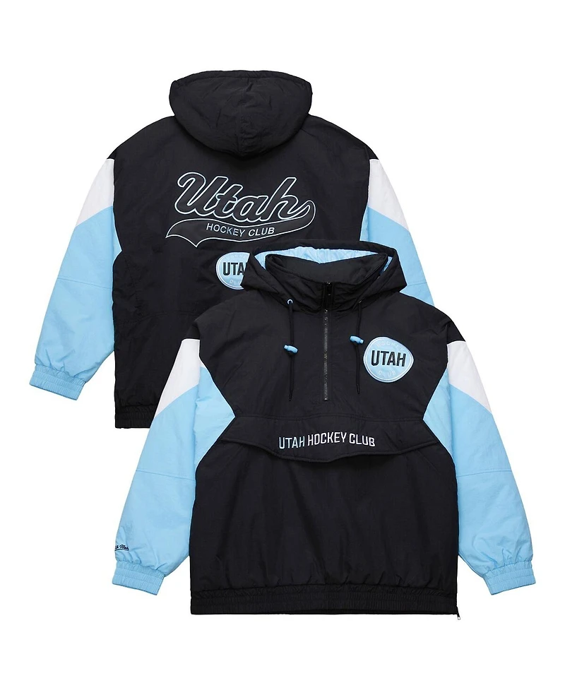Mitchell & Ness Men's Black Utah Mammoth Retro Anorak Half-Zip Jacket