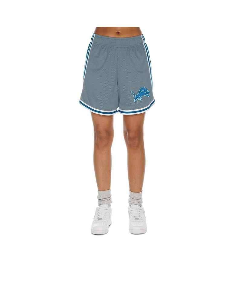 New Era Women's Silver/Blue Detroit Lions Sport Classics Mesh Shorts