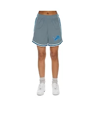 New Era Women's Silver/Blue Detroit Lions Sport Classics Mesh Shorts