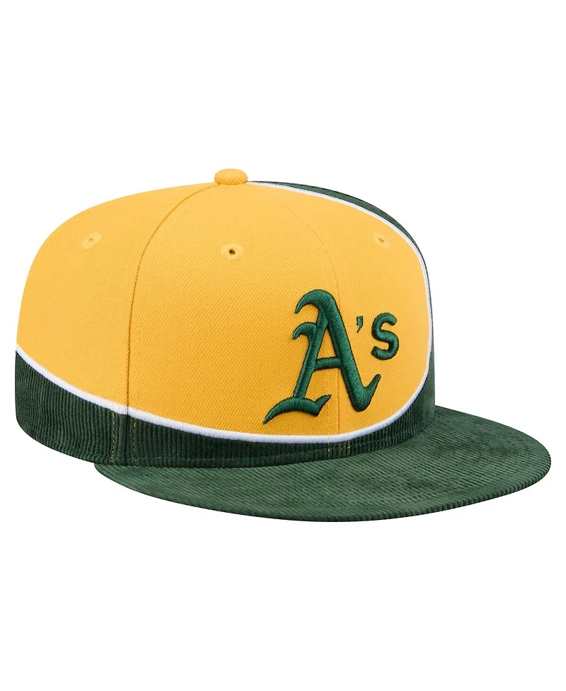 New Era Men's Green/Gold Athletics Retro Split Corduroy Snapback Hat