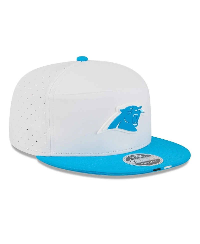 New Era Men's White/Blue Carolina Panthers 2025 Nfl Training Camp Split Panel 9FIFTY Snapback Hat