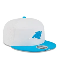 New Era Men's White/Blue Carolina Panthers 2025 Nfl Training Camp Split Panel 9FIFTY Snapback Hat