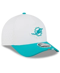 New Era Men's White/Aqua Miami Dolphins 2025 Nfl Training Camp A-Frame 9FORTY Adjustable Hat