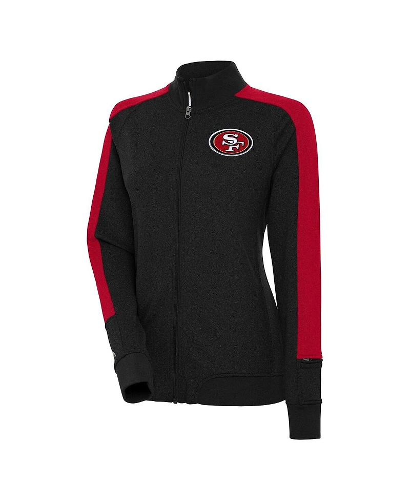 Antigua Women's Black San Francisco 49ers Strike Full-Zip Track Jacket