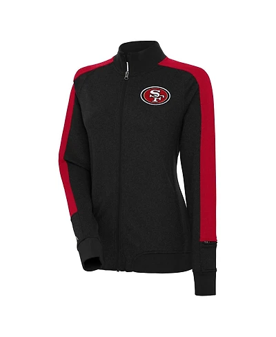 Antigua Women's Black San Francisco 49ers Strike Full-Zip Track Jacket