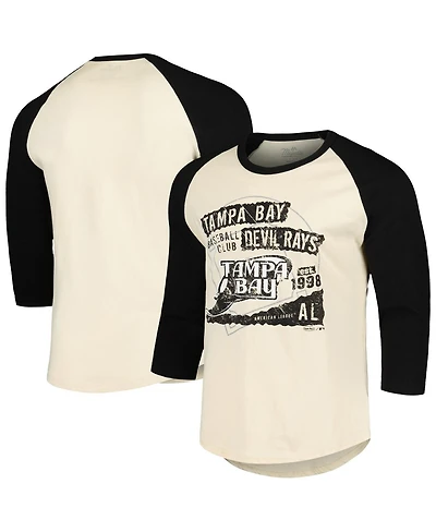 Majestic Men's Cream/Black Tampa Bay Rays Raglan 3/4-Sleeve T-Shirt