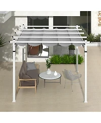 Gymax 12' x 10' Outdoor Pergola w/ Retractable Canopy Aluminum Frame Anchors Patio