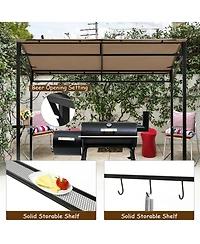 Gymax 7'x4.5' Grill Gazebo Outdoor Patio Garden Bbq Canopy Shelter Storage Hook