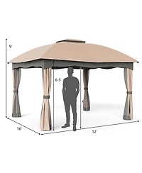 Gymax Patio 12' x 10' Canopy Heavy Duty Steel Gazebo Double Vented Outdoor